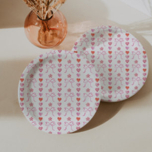 Plato De Papel Patrón Baby Shower de patrones de arco y corazón