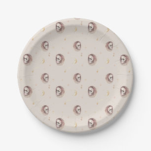 Plato De Papel Patrón Boho de acuarela mami y bebé