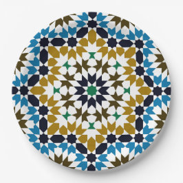 Plato De Papel Patrón boho geométrico tradicional mosaico marroqu