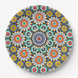 Plato De Papel Patrón boho tradicional mosaico marroquí