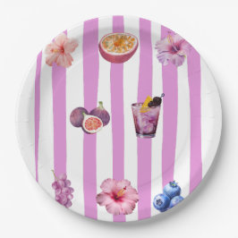Plato De Papel Patrón Botánico de Acuarela de Lavanda
