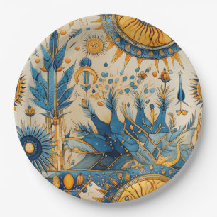 Plato De Papel Patrón botánico de aves exóticas Chinoiserie (1)
