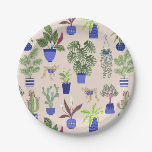 Plato De Papel Patrón Cactus Rosa