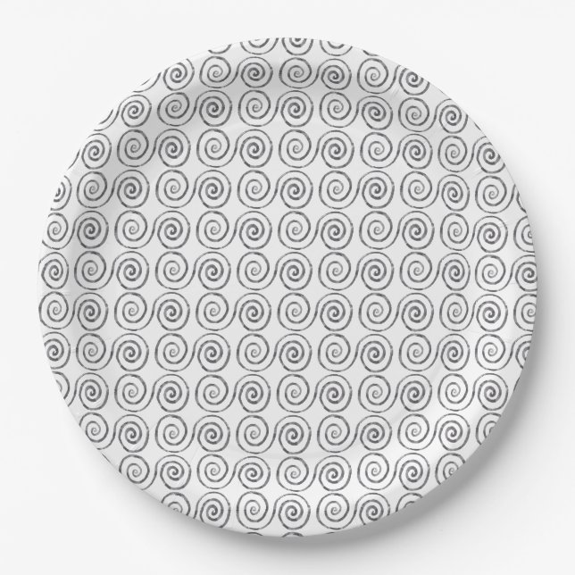 Plato De Papel Patrón celta de doble espiral (Anverso)