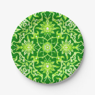 Plato De Papel Patrón chino moderado - verde esmeralda