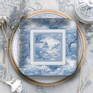 Plato De Papel Patrón Chinoiserie de inspiración porcelana ID1094