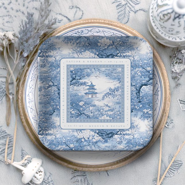 Plato De Papel Patrón Chinoiserie de inspiración porcelana ID1094 (Subido por el creador)