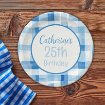 Patrón clásico azul y blanco de Gingham revisado