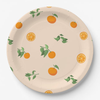 Plato De Papel Patrón clásico de cítricos de fruta de naranja