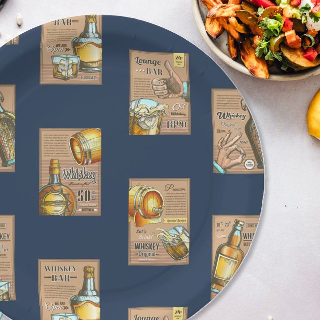 Plato De Papel Patrón clásico de Poster de barra de Whiskey (Subido por el creador)