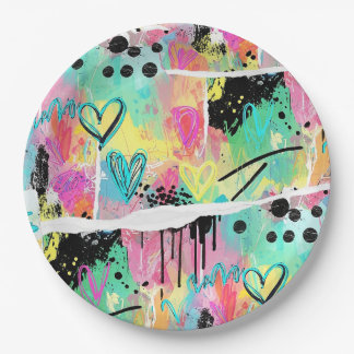 Plato De Papel Patrón Colorido de Grafiti Urbano (7)