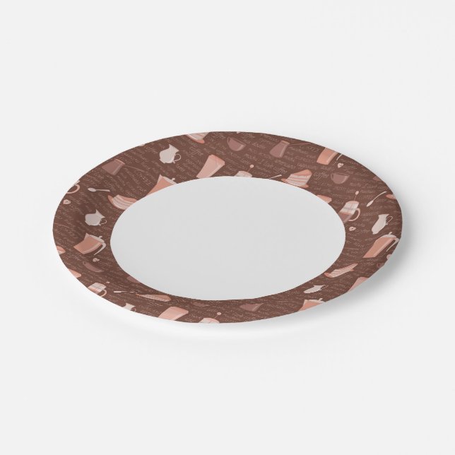 Plato De Papel Patrón con elementos relacionados con el café (Angular)