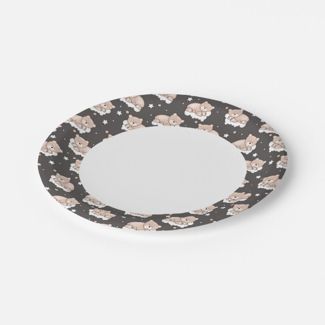 Plato De Papel patrón con oso pequeño durmiendo (Angular)