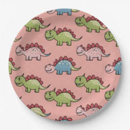 Plato De Papel Patrón continuo de dinosaurio lindo