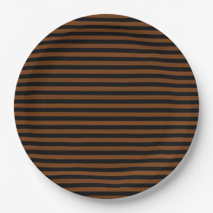 Plato De Papel Patrón continuo de rayas negras marrones