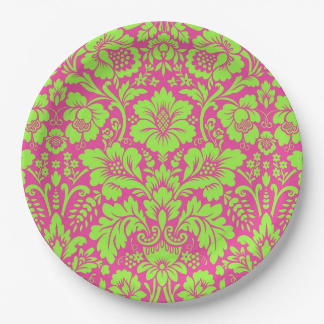 Plato De Papel Patrón Damask 9 (Anverso)