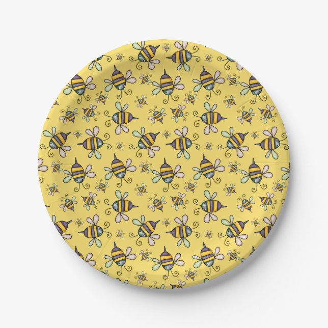 Plato De Papel Patrón de abeja bumble (Anverso)