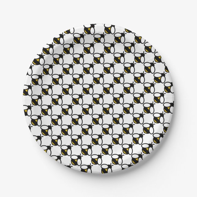 Plato De Papel Patrón de abeja de abeja amarilla negra (Anverso)