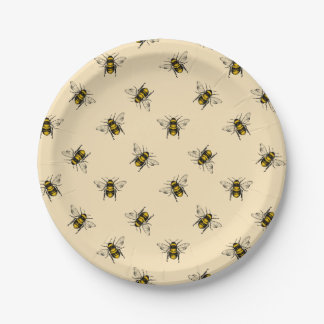 Plato De Papel Patrón de abejas reina