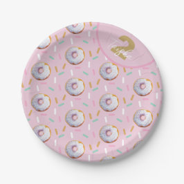 Plato De Papel Patrón de acuarela de donut con sprinkles lindos