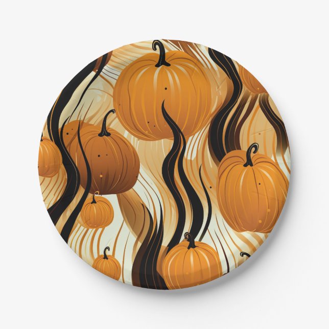 Plato De Papel Patrón de acuarela de la bomba de otoño (Anverso)