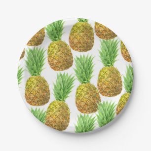 Plato De Papel Patrón de acuarela de piña