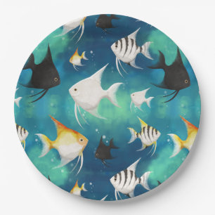 Plato De Papel Patrón de acuario de peces angulares