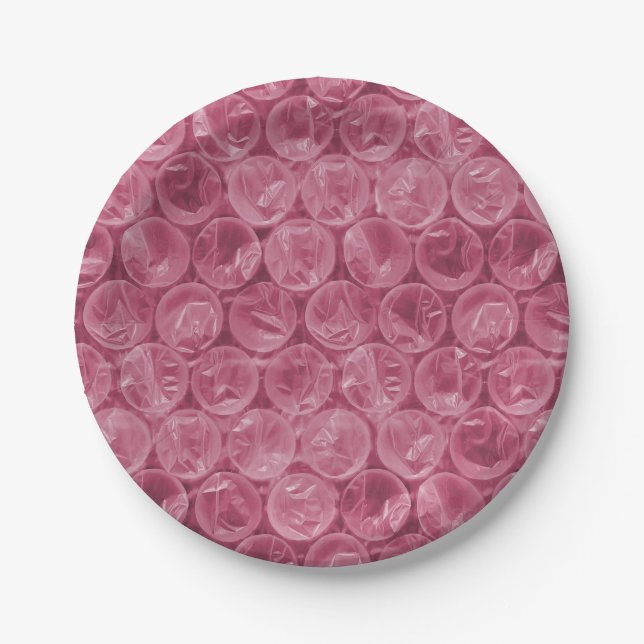 Plato De Papel Patrón de ajuste de burbujas rosa (Anverso)