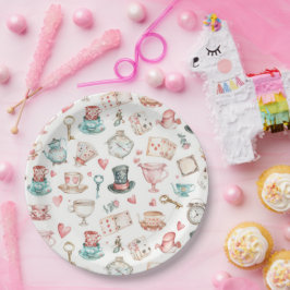 Plato De Papel Patrón de Alice acuarela