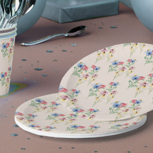 Plato De Papel Patrón de amapola de margarita de flor silvestre d
