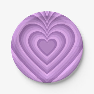Plato De Papel Patrón de amor cardíaco hipnótico púrpura
