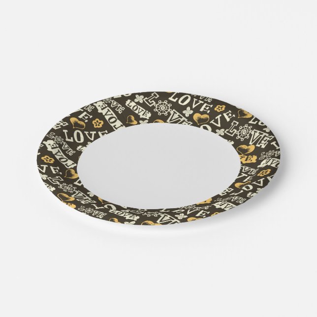 Plato De Papel Patrón de amor dibujado a mano (Angular)