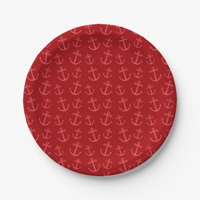 Plato De Papel Patrón de anclaje rojo (Anverso)