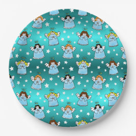 Plato De Papel Patrón de ángeles de Navidades celestiales