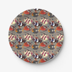 Plato De Papel Patrón de animales acuáticos   vida submarina en l