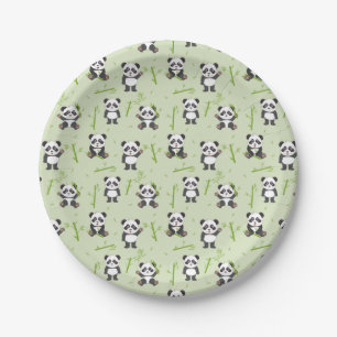 Plato De Papel Patrón de animales kawaii de oso panda lindo y bam