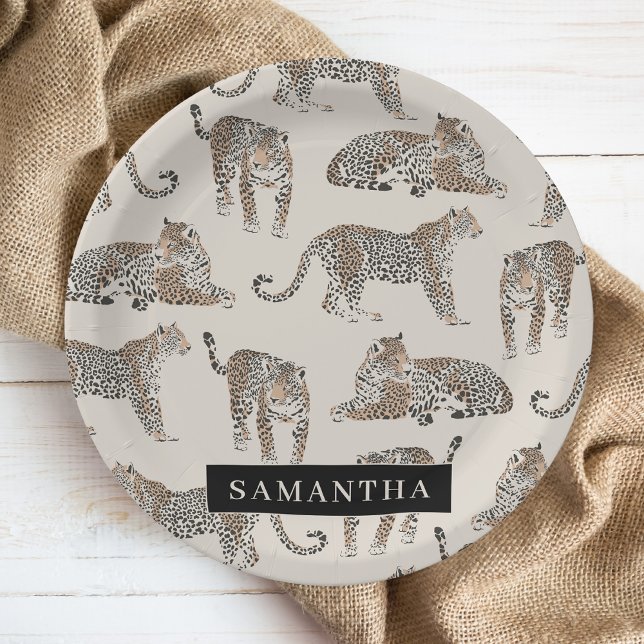 Plato De Papel Patrón de animales salvajes del leopardo de la jun (Subido por el creador)