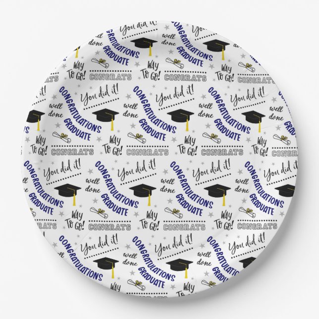 Plato De Papel Patrón de Aplausos de Graduación (Anverso)
