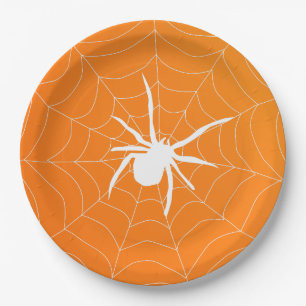 Plato De Papel Patrón de Araña de Halloween Asustadizo