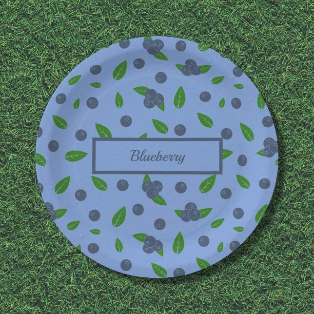 Plato De Papel Patrón de arándanos Placas de papel (Blueberry pattern Paper Plates)