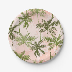 Plato De Papel Patrón de árbol de palma