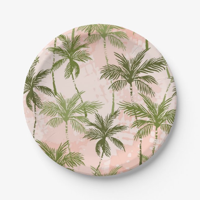 Plato De Papel Patrón de árbol de palma (Anverso)