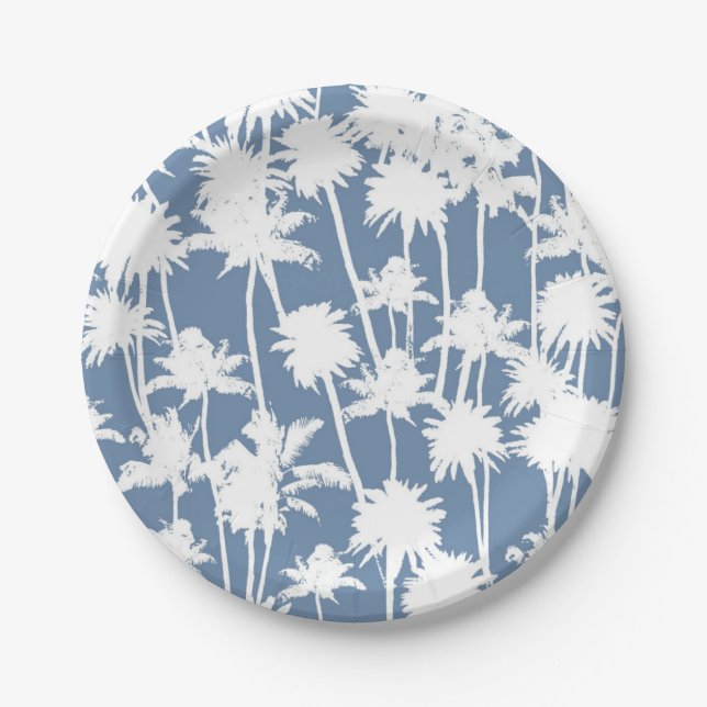Plato De Papel Patrón de árbol de palma (Anverso)