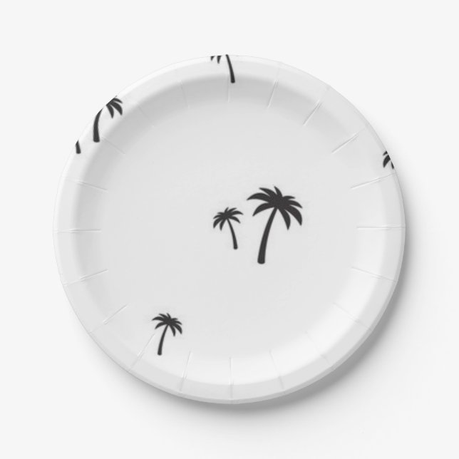 Plato De Papel Patrón de árbol de palma (Anverso)