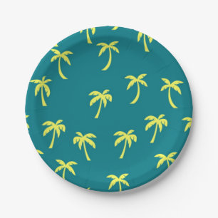 Plato De Papel Patrón de árbol de palma
