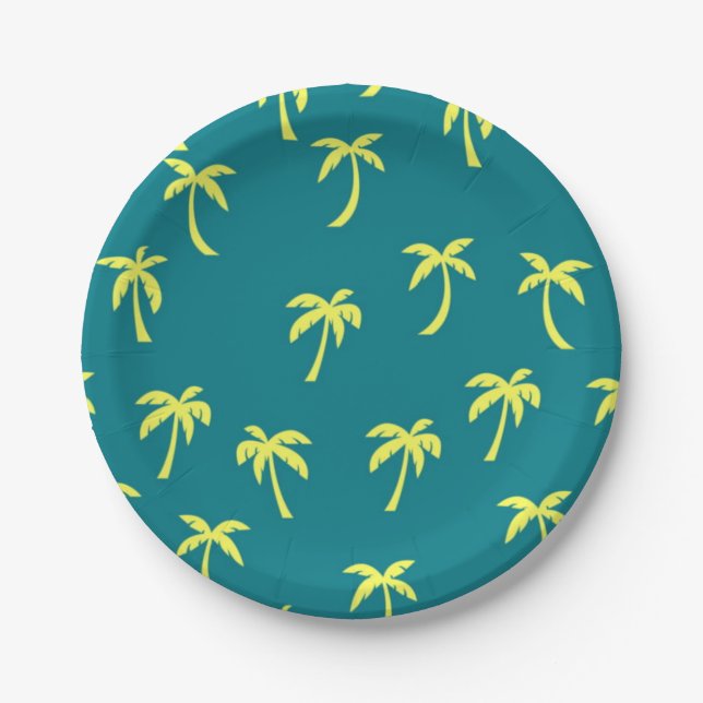 Plato De Papel Patrón de árbol de palma (Anverso)