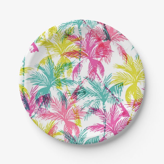 Plato De Papel Patrón de árbol de palma (Anverso)