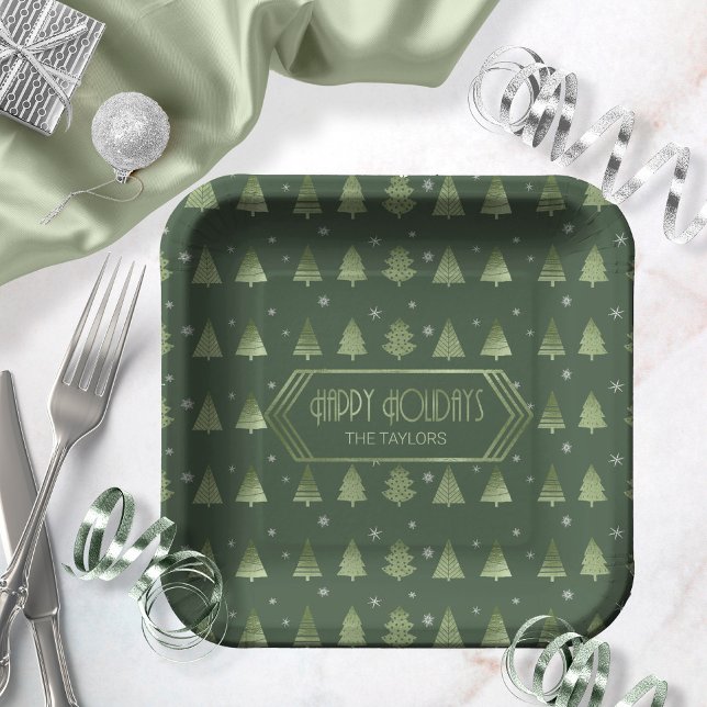 Plato De Papel Patrón de árboles de Navidad ID863 verde (Subido por el creador)
