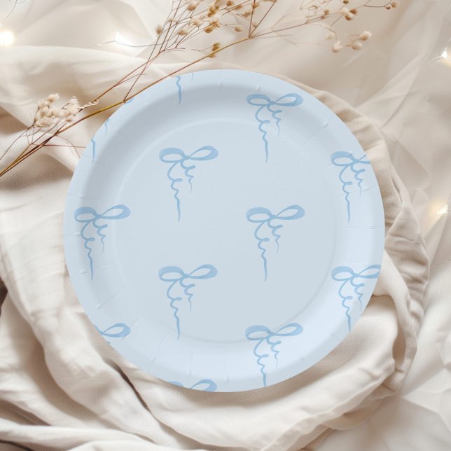 Plato De Papel Patrón de arco azul niño ducha de bebé (Subido por el creador)