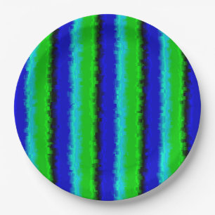 Plato De Papel Patrón de arco iris 3D abstracto de azul verde